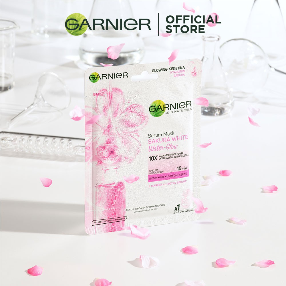 Garnier Serum Mask Sakura White Waterglow Skin Care (Masker Wajah Untuk Kulit Glowing Seketika)