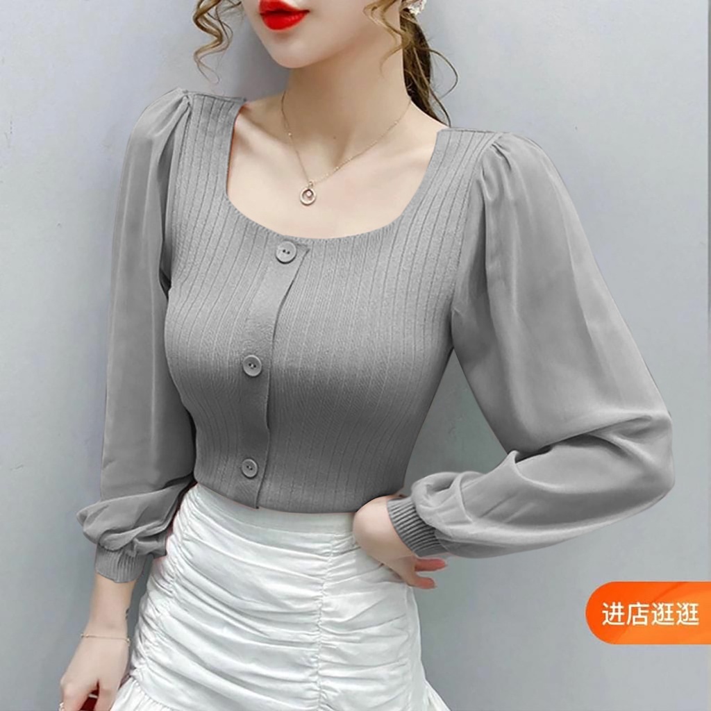 WSE390 - Blouse Vienna Rajut PREMIUM Kombinasi Sifon LD 90 - 100 CM PJ 40 CM PREMIUM QUALITY