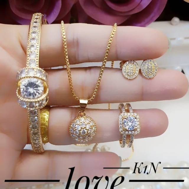 Xuping set perhiasan lapis emas 24k 1707k