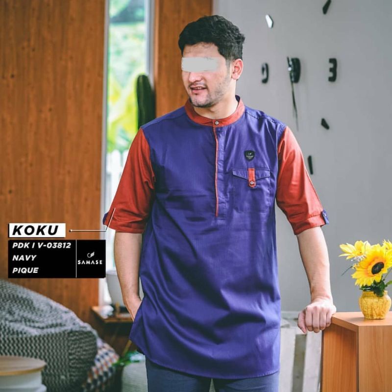 Samase Koku PDK V-03182 Baju Kemeja Koko Kurta Dewasa Model Lengan Pendek