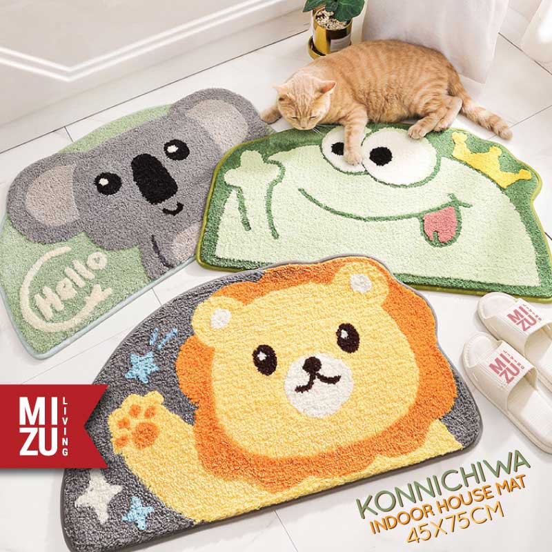 KONNICHIWA Indoor House Mat Keset Bulu Rumah Kamar Mandi Serbaguna Anti-Slip Serap Air 45x75cm