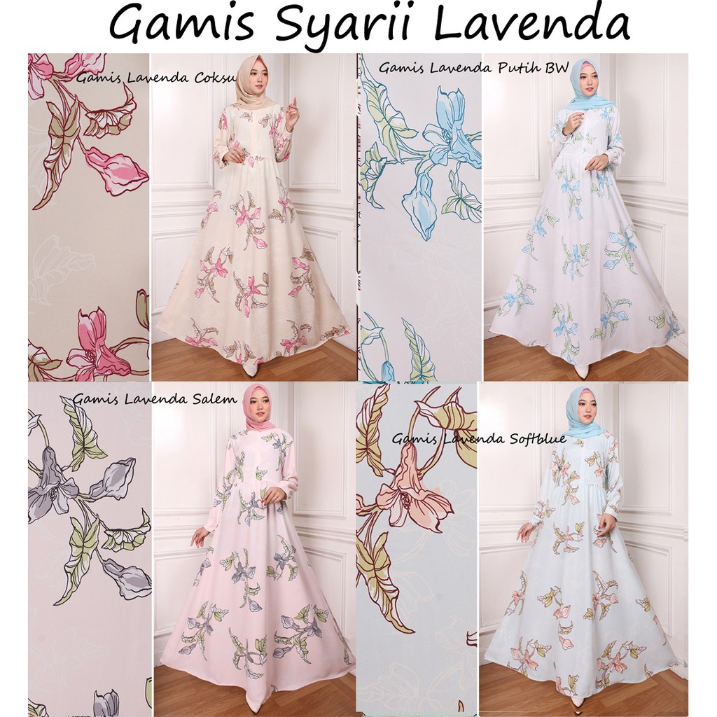 GAMIS SYARII MAXI DRESS MIX WANITA ONLY MAXI MOTIF BUNGA PAKAIAN MUSLIM