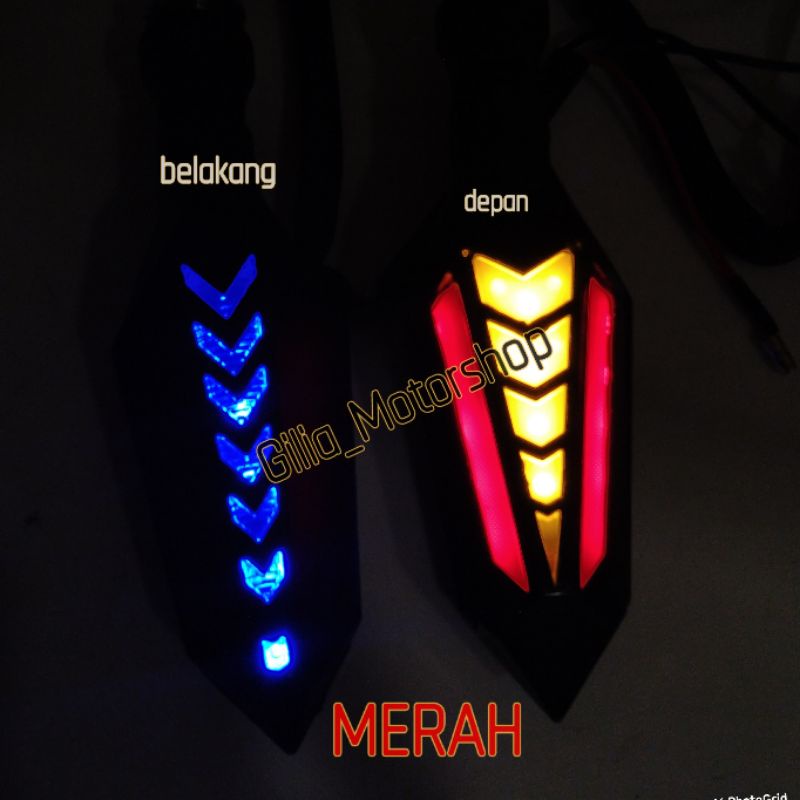 Lampu sen LED Panah TSS 2 sisi depan belakang nyala Running Universal Cb CBR Vixion Tiger xabre crf Scorpio dll