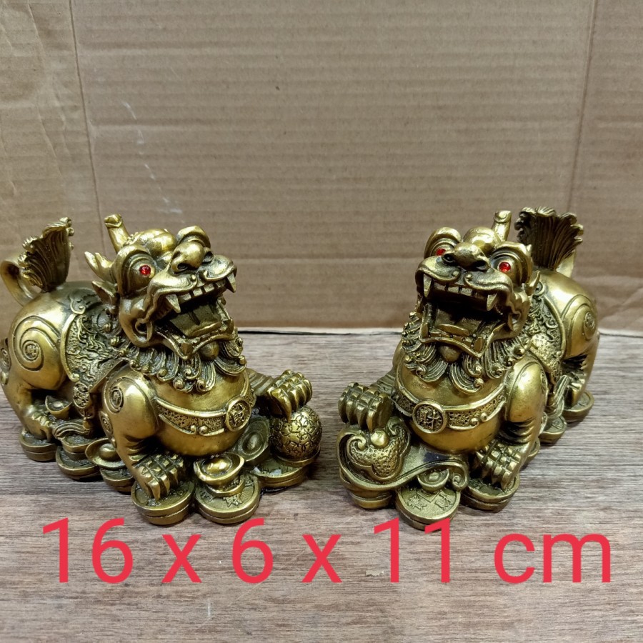 patung pi xiu / pixiu kuningan - 5 inch -01