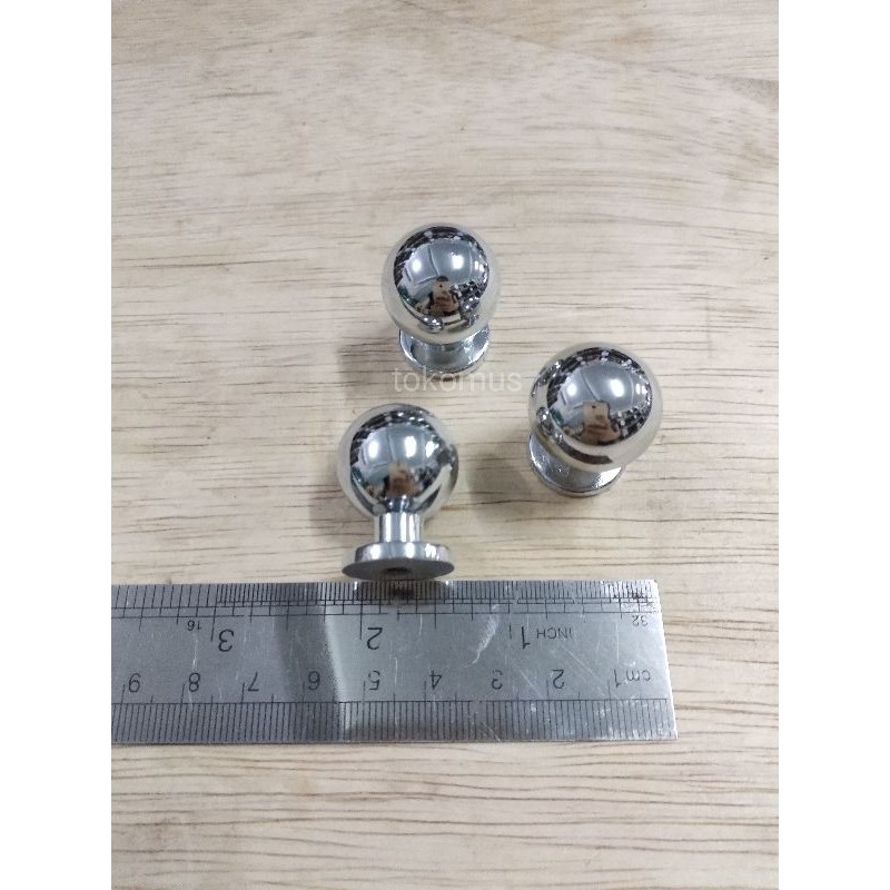 TARIKAN LACI KNOB BOLA BULAT TEBAL STAINLESS PENTOL PINTU LACI LEMARI CHROME KELERENG