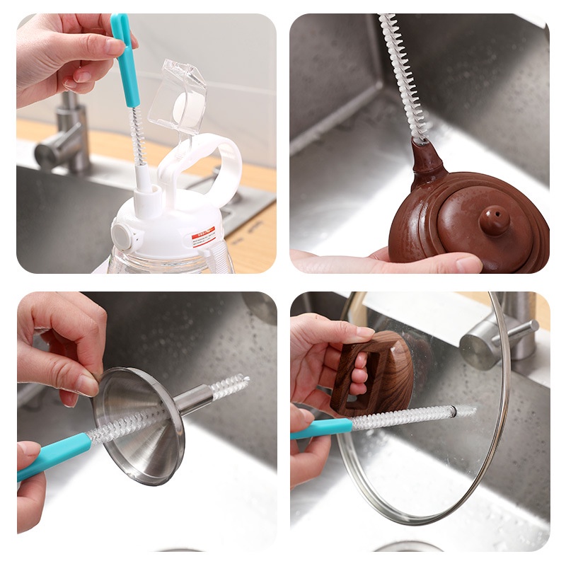 Sikat Pembersih Botol / Sedotan / Cangkir Multifungsi Bahan Stainless Steel