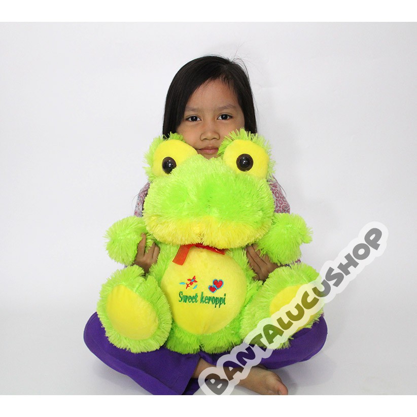 Boneka Keropi Bulu Lasfur Bordir Sweet Keroppi SIze L 43cm