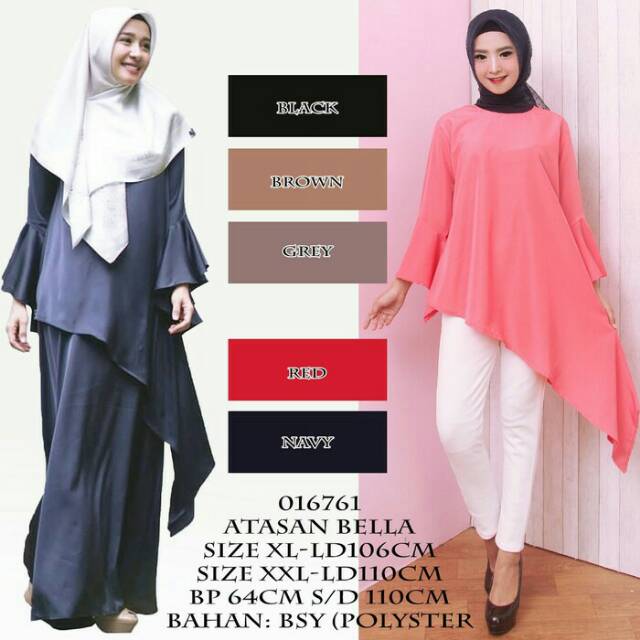 Baju Atasan Wanita Laudya Chintya Bella Blus Muslim 6761 - black, L