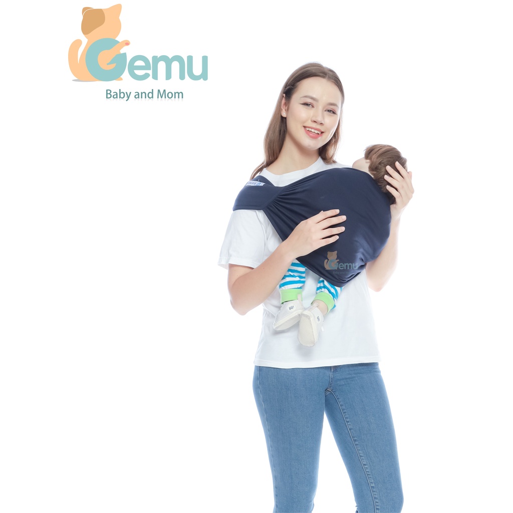 Gendongan Bayi Depan Samping M Shape Geos Gendongan Kaos Baby Wrap Instan with Sash Belt Premium GEMU