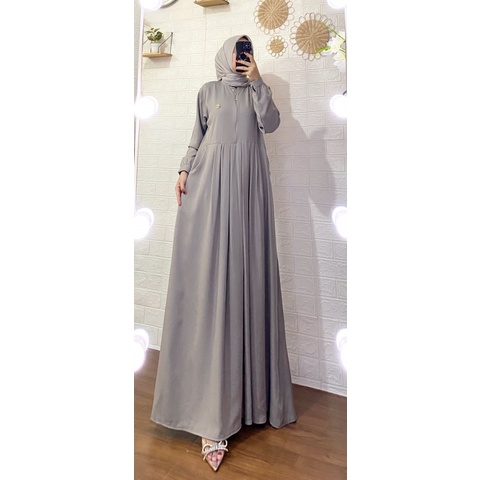 Fikha Dress - Gamis polos wanita, Bahan Shakila premium