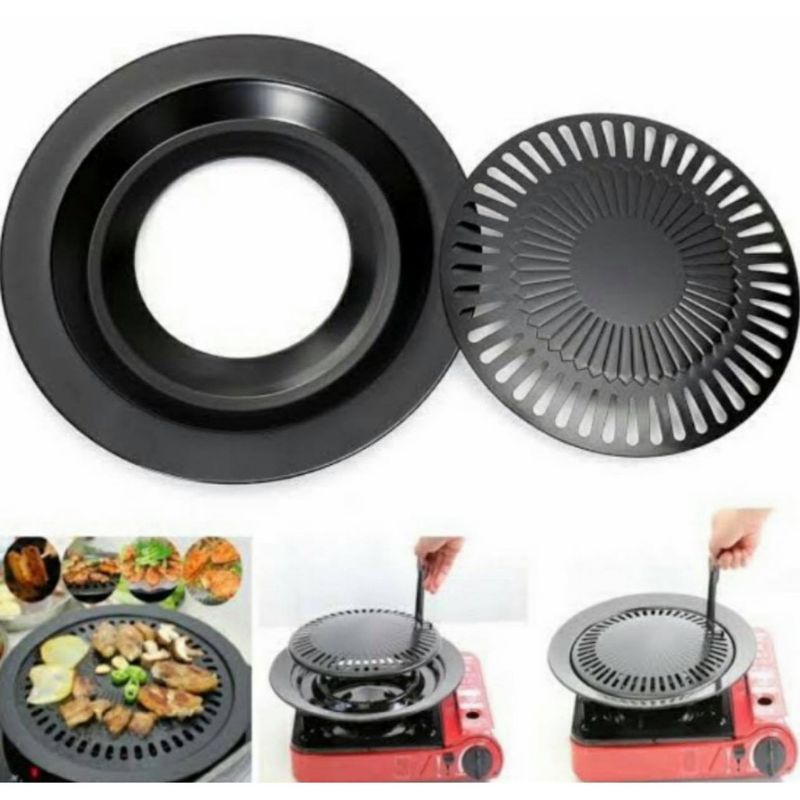 GRILL PAN BBQ BULAT BAKARAN PEMANGGANG ANTI LENGKET 32  CM HC