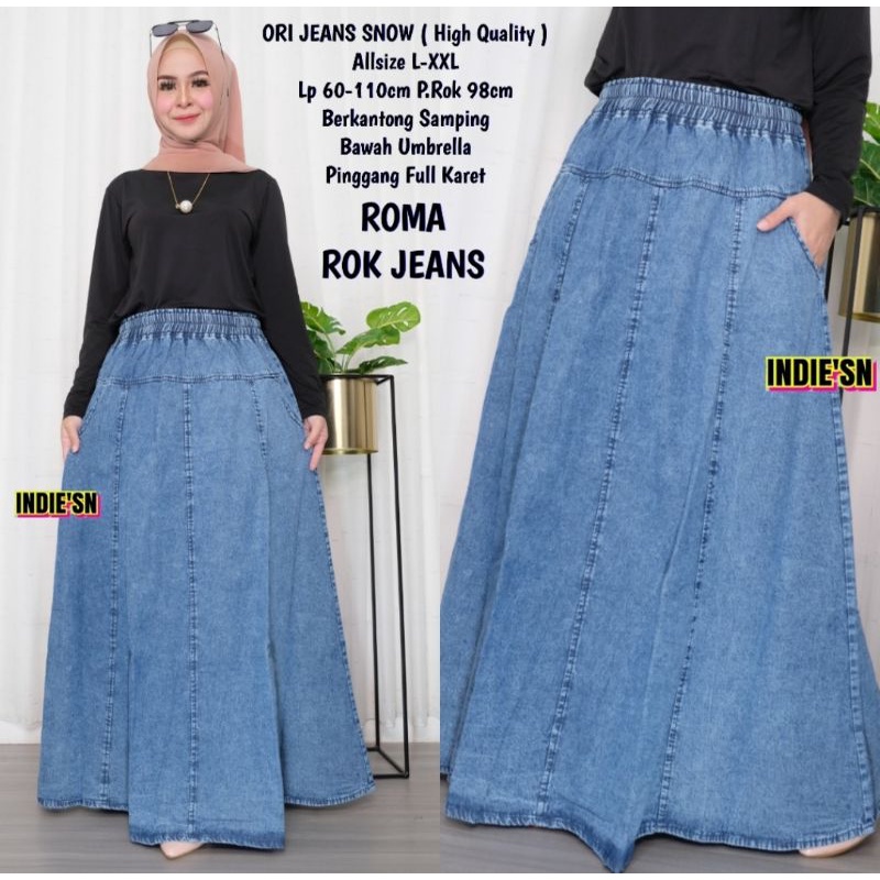 ROK JEANS PANJANG WANITA MODEL BARU BAWAHAN PEREMPUAN KEKINIAN  WANITA DEWASA  JEANS TERMURAH TERBAR