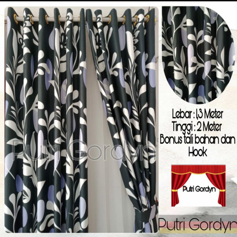 Gorden Minimalis Katun jepang Black