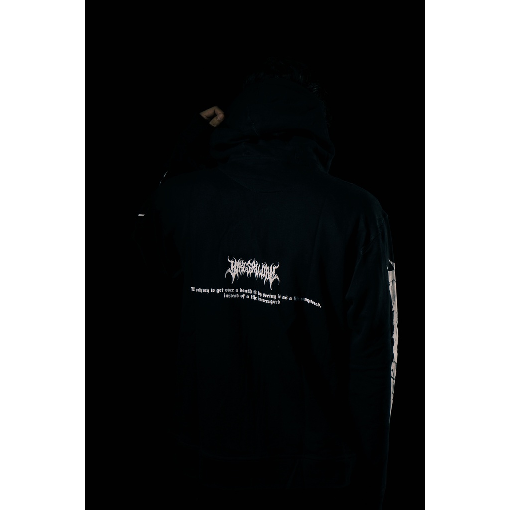 CROP ZIP HOODIE OVERSIZE UNFINISHED | SKELETONS | BLACK | YIKESALLDAY (50PCSONLY)