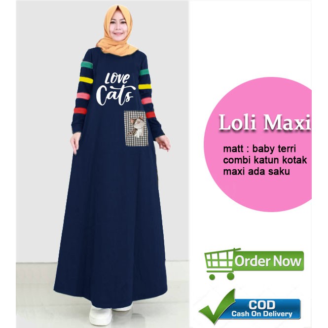 Loli Maxi - Central Grosir Fashion (CGF) - Ukuran L-XXL - Matt Baby Terri Combi Katun Kotak