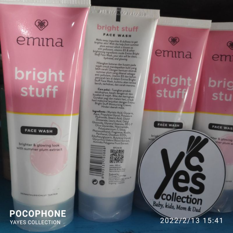 Emina Bright Stuff Face Wash Scrub 100 ml 50 ml For Acne Prone Skin Whip Sabun Cuci Muka Wajah Kulit Normal Berminyak Berjerawat