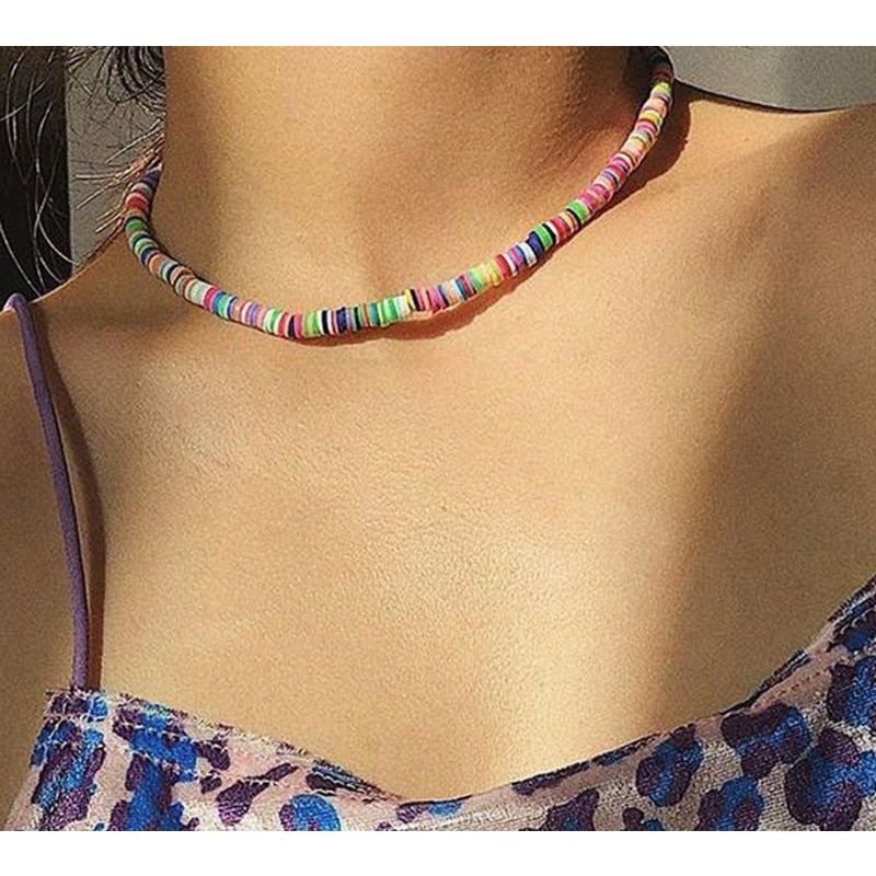 Kalung Summer Bohemian Polymer Clay Boho Style Etnik Colorful Ethnic Choker Chic