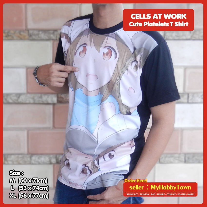 Kaos Anime Cells At Work Hataraku Saibou Platelet Trombosit Full Print