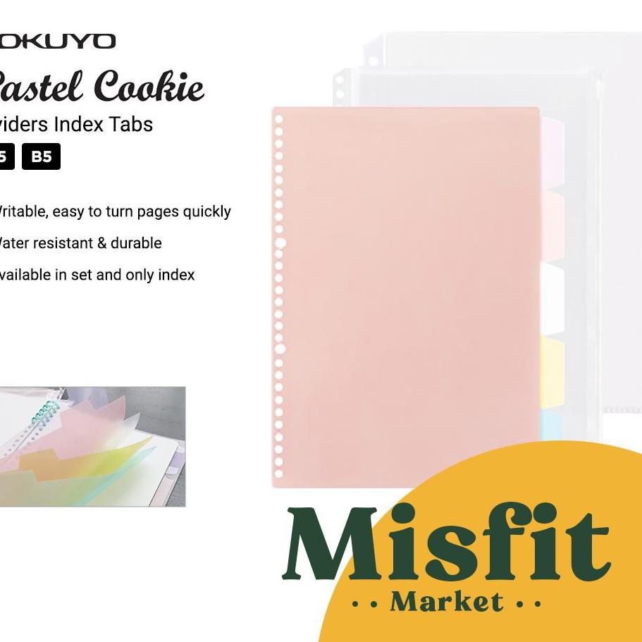 

⸨XuJ♚⸩ ⭐️ KOKUYO Campus Pastel Cookie Loose Leaf Binder Divider Index Tabs w/ Clear Zipper Dividers A5 B5 Pembatas ||Dijual murah