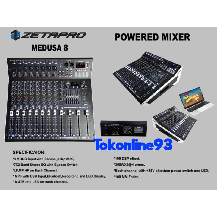 Mixer Zetapro Medusa 8 Medusa-8 Mixer Power 8 Channel Original
