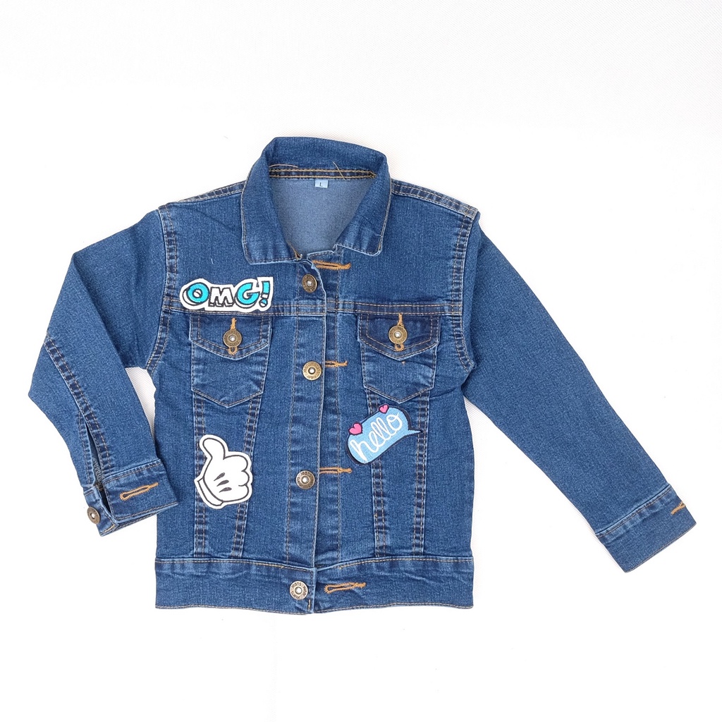 CARVA ORIGINAL JAKET JEANS ANAK DENIM LAKI LAKI PEREMPUAN JAKET BAYI OMG SERIES BORDIR BIOWASH  REAL PICT