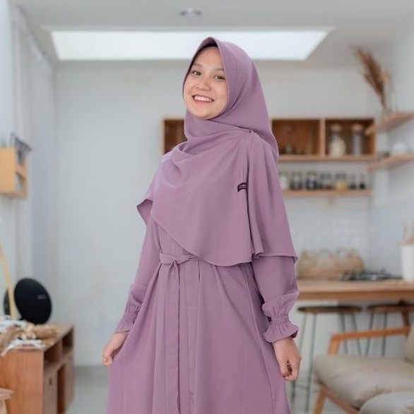 Kaffah Hijab | Set Gamis Jilbab Syari | Fathia Taupe