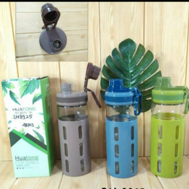 BOTOL MINUM KACA MOTIF COVER PLASTIK 750ML