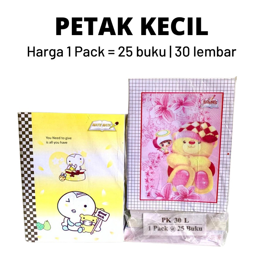 

Buku Tulis Petak Kecil 30 Lembar Murah Per Pack isi 25 Buku