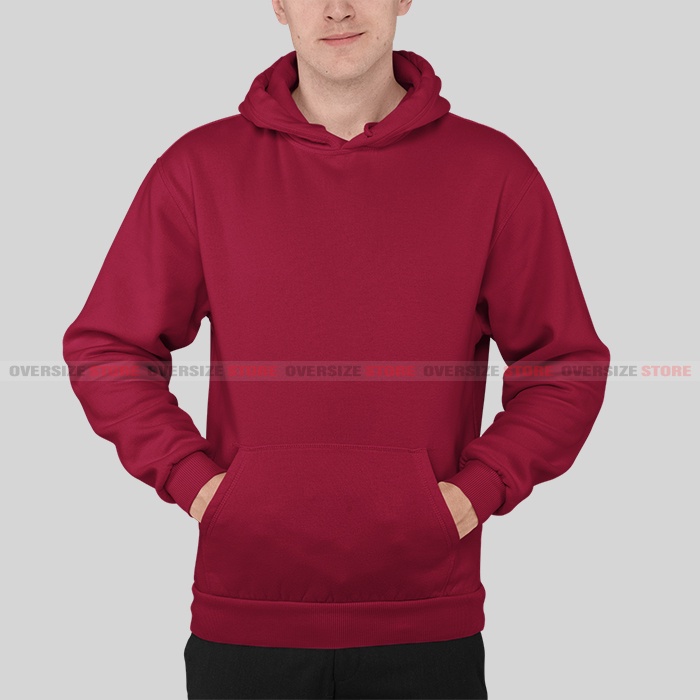 Jaket Pria Big Size Merah Maroon Hodie Polos Jumbo Ukuran M L XL XXL XXXL XXXXL XXXXXL Men's Sweater
