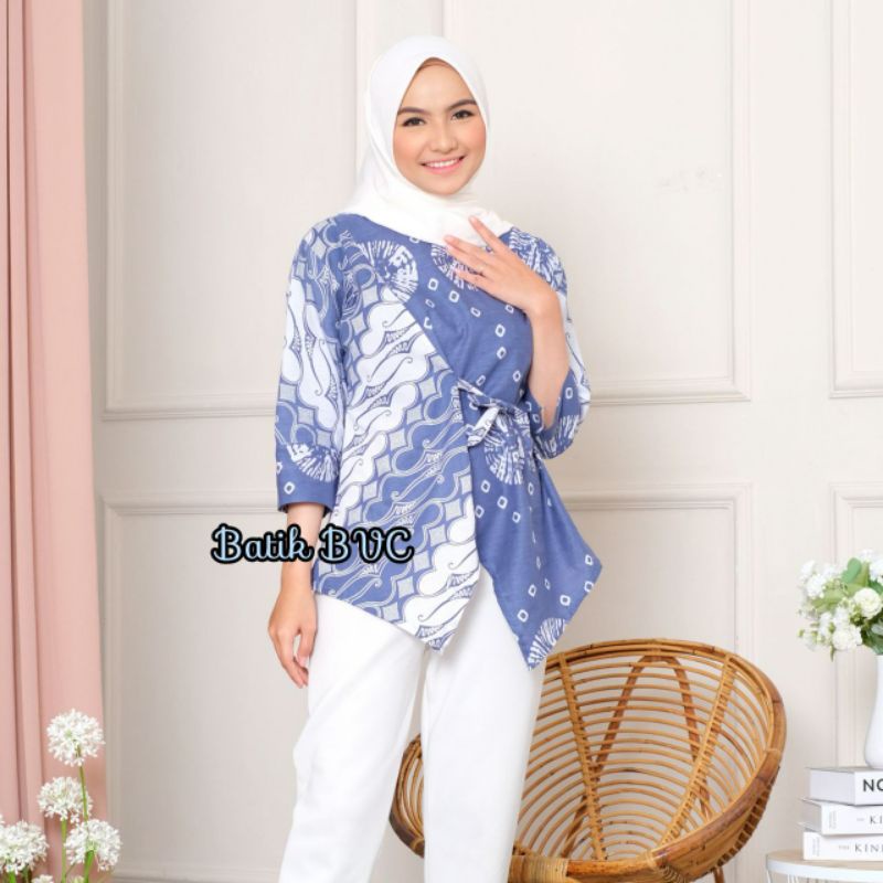 tey-17 Batik wanita ASJ SA HRB026 Kenongo Kemeja Tosca-A1