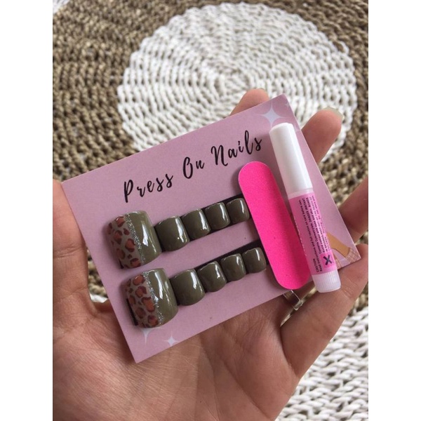 fake nails kaki / kuku palsu kaki