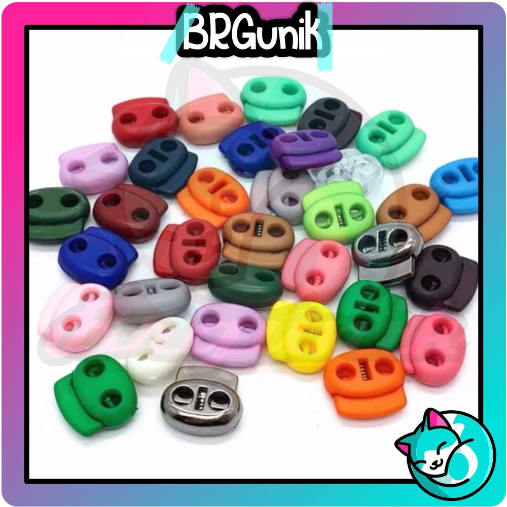 BRGUNIK Stopper Compo Warna-Warni Adjustable Pengatur Tali Serut Stoper Lobang Dua R528