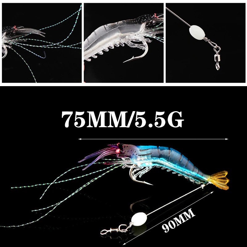 Alat Pancing/Umpan Pancing Udang Kecil Luminous Shrimp Soft Bait Lure - Mix Color