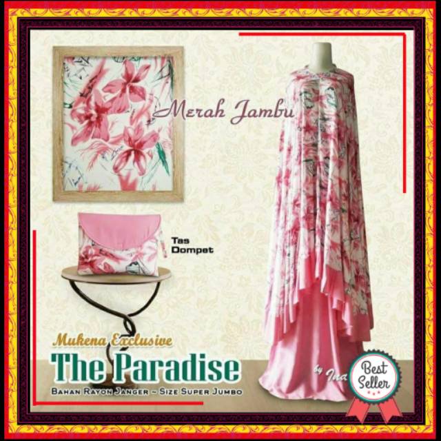 MUKENA BALI DEWASA MOTIF BUNGA PARADISE WARNA PUTIH HALUS JUMBO MODEL TERBARU GROSIR MURAH