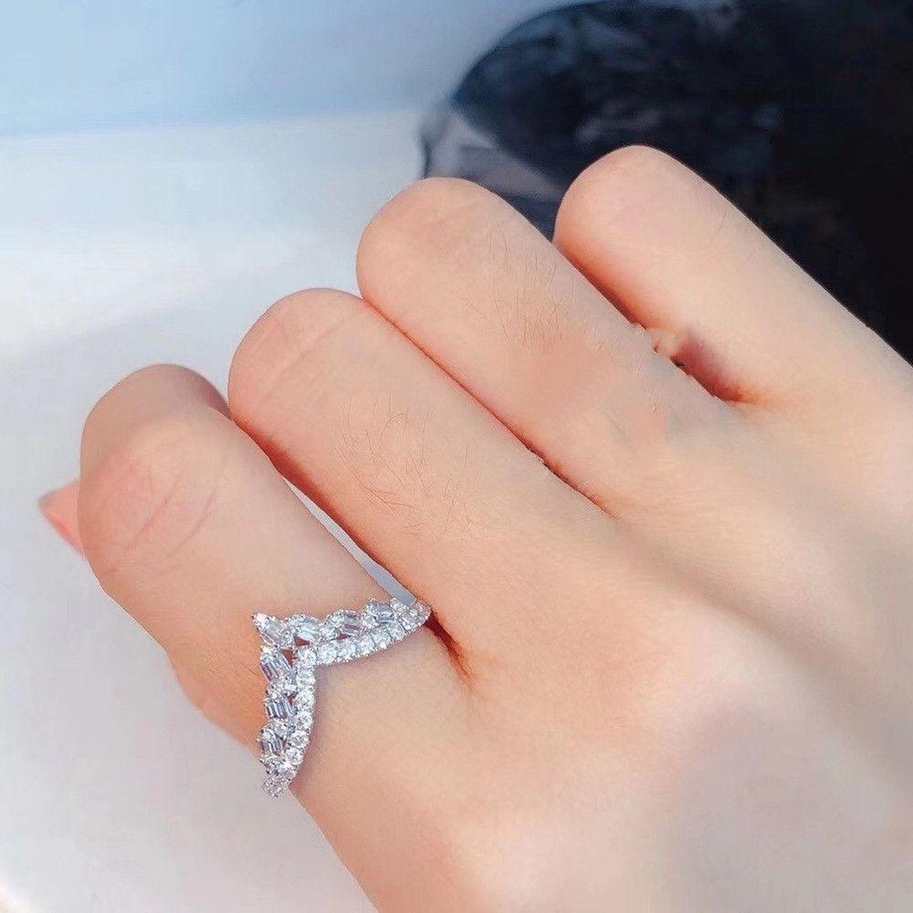 Lily925 Cincin Perak Pesona Perhiasan Jari Pernikahan Cubic Zirconia Ukuran 5-11