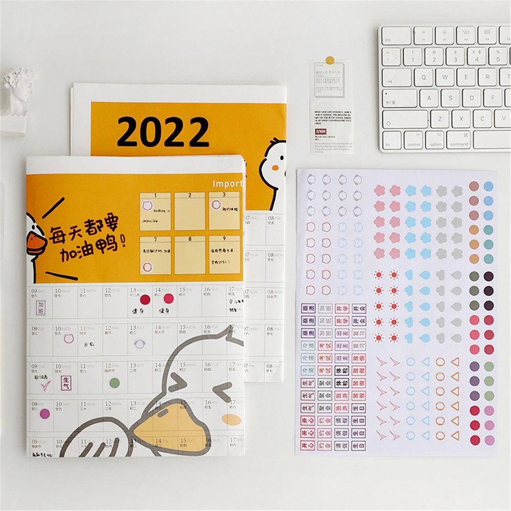 Lanfy Kalender 2022tahun Alat Tulis Kantor Monthly Annual Periodic Planner Hiasan Dinding Year Memo