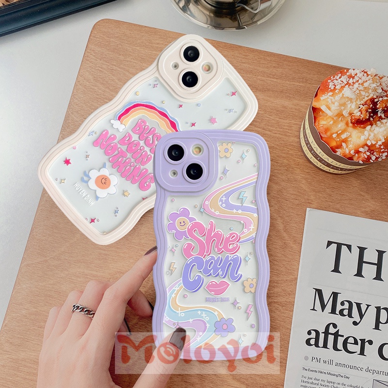 Soft Case TPU Motif Tulisan Inggris Warna-Warni Pelangi Untuk iPhone 11 12 13 11 Pro MAX 7 8 Plus 6 6s XR 14 Plus 14 Pro MAX X XS MAX SE 2020