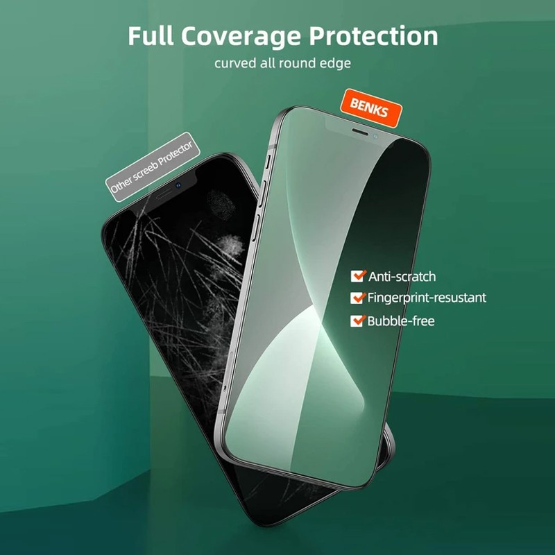 Benks Vpro+ Green Light iP 12 / pro / Max Tempered Glass Anti Gores ORIGINAL