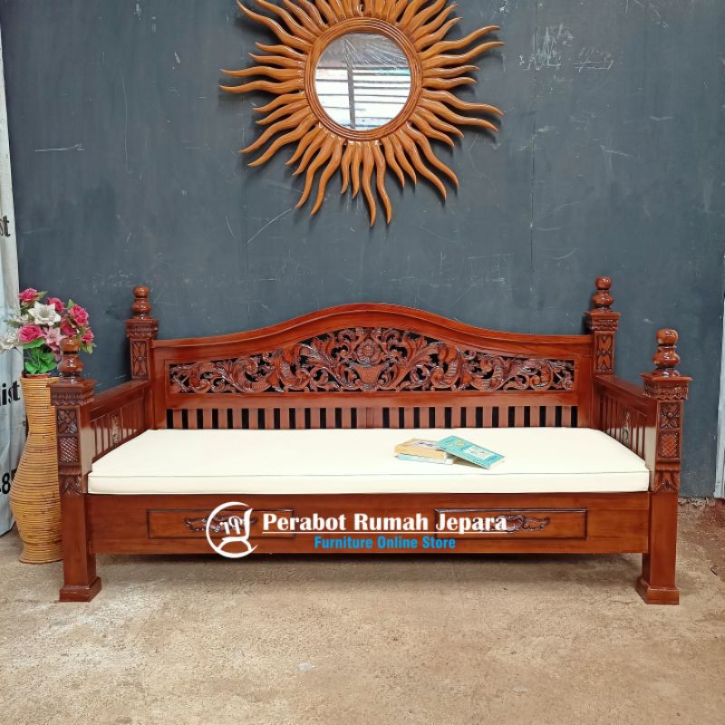 bangku panjang balebale risban kayu jati mebel Jepara