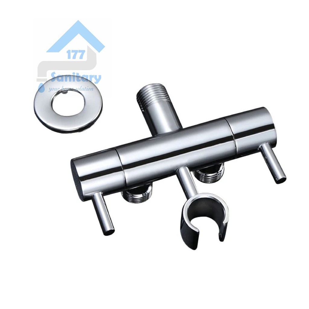 Kran Cabang KUNINGAN mini bracket CK2- Keran Air Double gantungan Shower dobel sower Dua brass faucet unik unique /i34