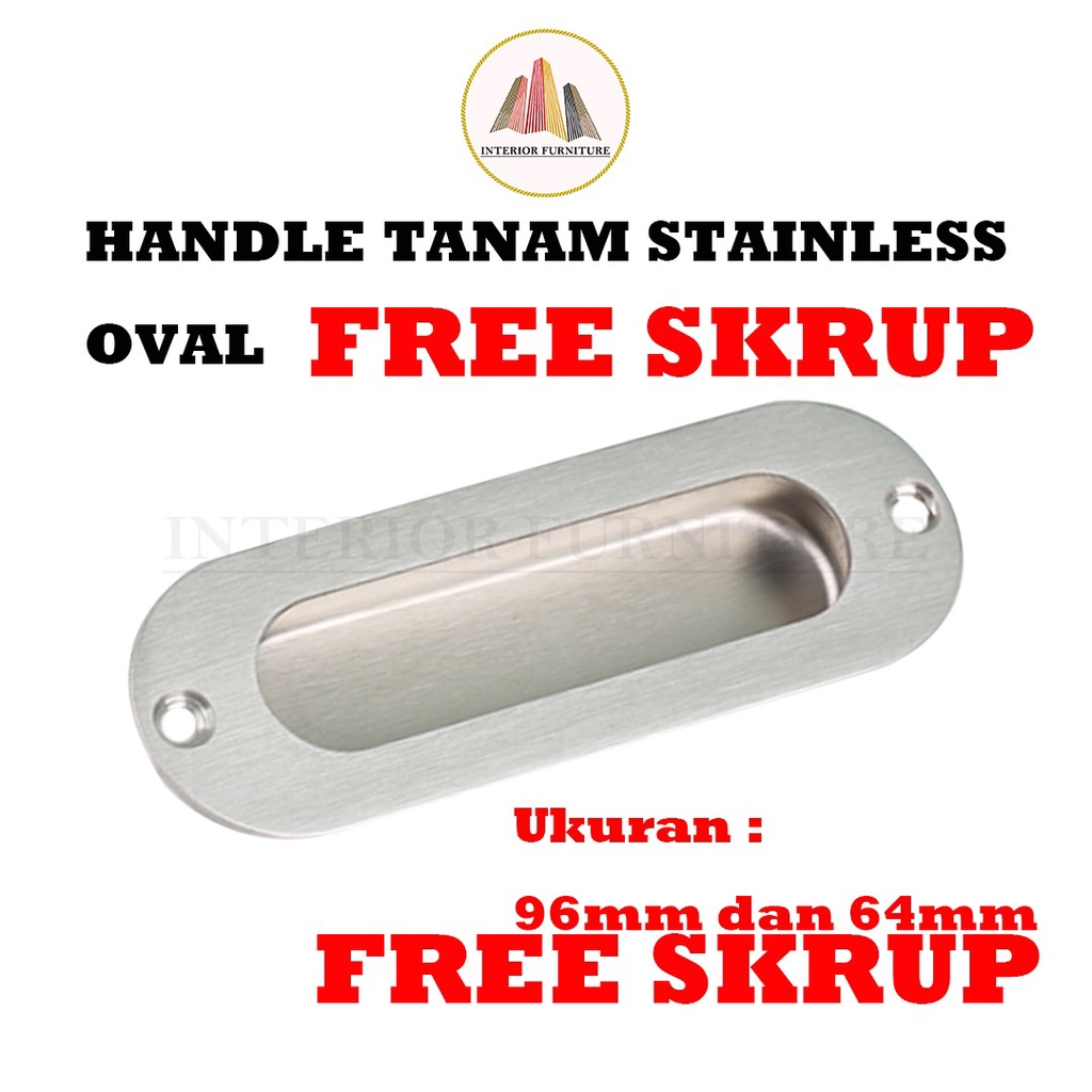 Handle Pintu Tanam sleding sliding Dorong Geser Mekar oval kotak Stainless Steel