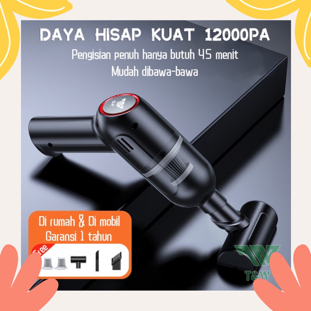 Vacum Cleaner Penyedot Debu Vakum Mobil Kuat Dengan Daya 12000PA Portable Wireless Vacuum Cleaner Mini Penghisap Debu USB