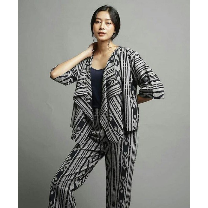 Set Atasan Blous & Kulot full Tenun atasan dan bawahan wanita modern