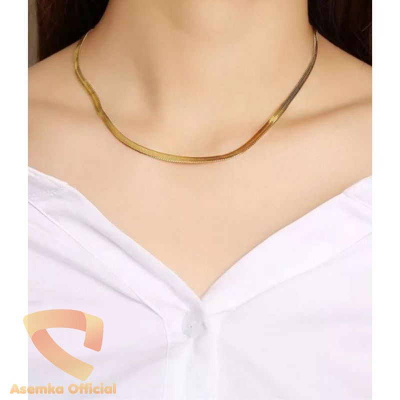 kalung titanium model gepeng anti karat terlaris