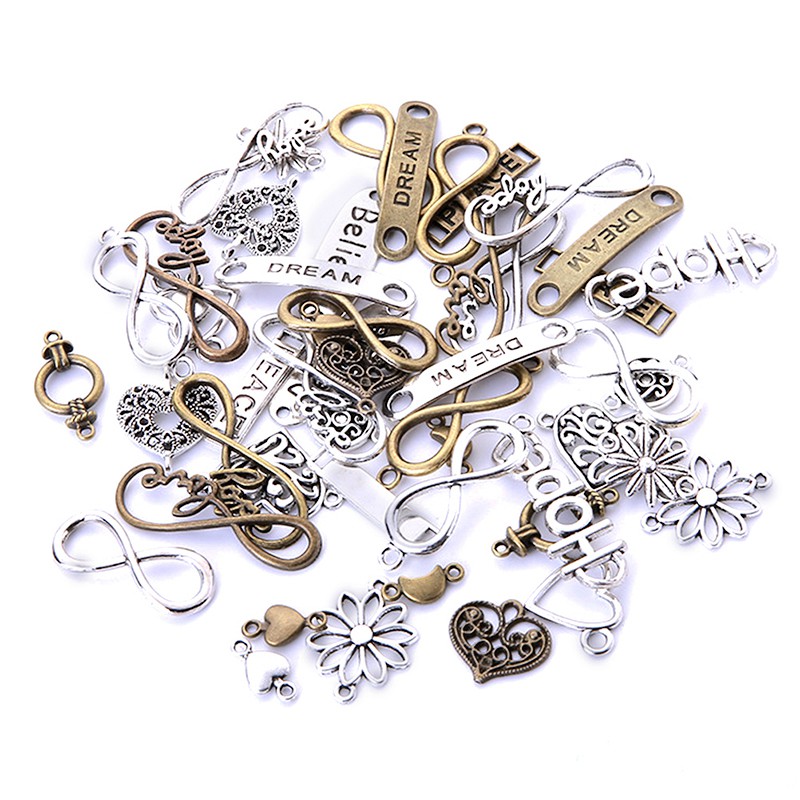 Hbid 50Pcs / Lot Konektor Charm Bahan Alloy Antik untuk Perhiasan DIY