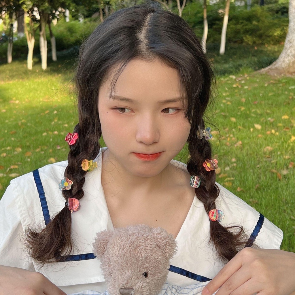 AUGUSTINA Jepit Rambut Gaya Korea Geometris Gadis Buah Fashion Design Resin Beruang Anak Kartun Hair Claw