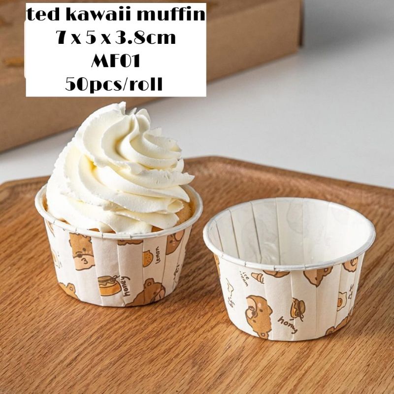 50pcs PAPERCASE / TATAKAN MUFFIN CUPCAKE BOLU CASE KAWAII LUCU