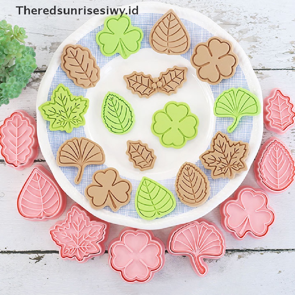 # Alat Rumah Tangga # 8pcs / set Cetakan Kue / Biskuit Bentuk Daun 3D