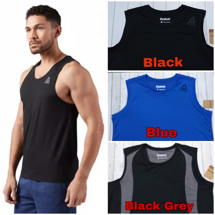 Reebok Tanktop Man Baju Singlet Olahraga Pria Cowok Original Lari Run
