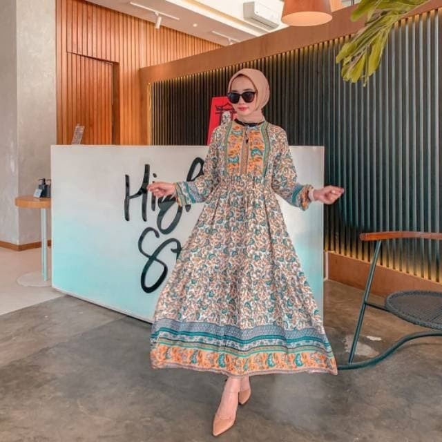 Ethnic Maxi Dress / Dress Zara Rayon Etnik Import Bangkok BKK Gamis
